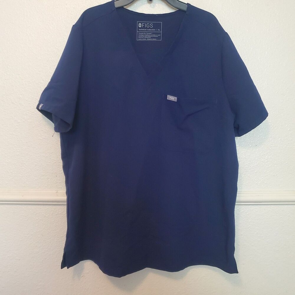 FIGS Shirt Mens XL Navy Scrub Top Technical Collection V-Neck Pocket FW1000